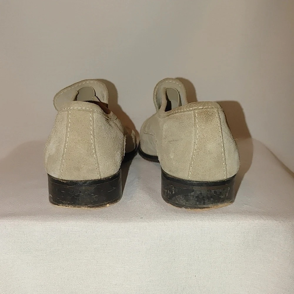Free People Brady Slip On Loafer Pointed Suede Taupe Tan 38.5 Distressed Leather